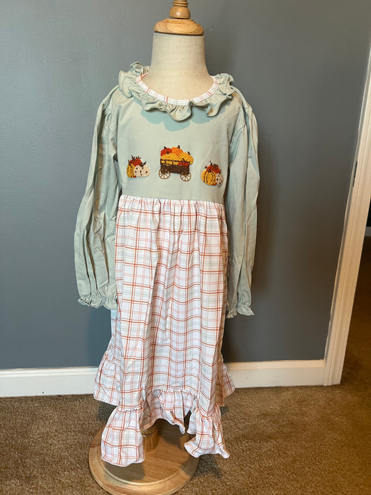 RTS Pumpkin Patch Plaid Girl Dress size 6 only