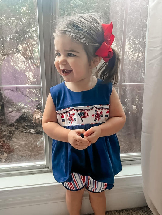 RTS Smocked 4th of July Smocked Girl Shorts