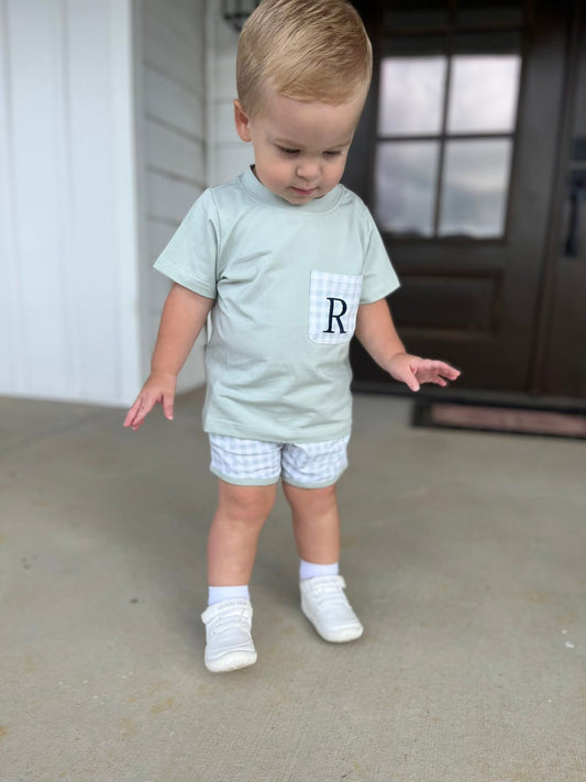 RTS Sweet Gingham Boy Short Set (NO MONOGRAM)