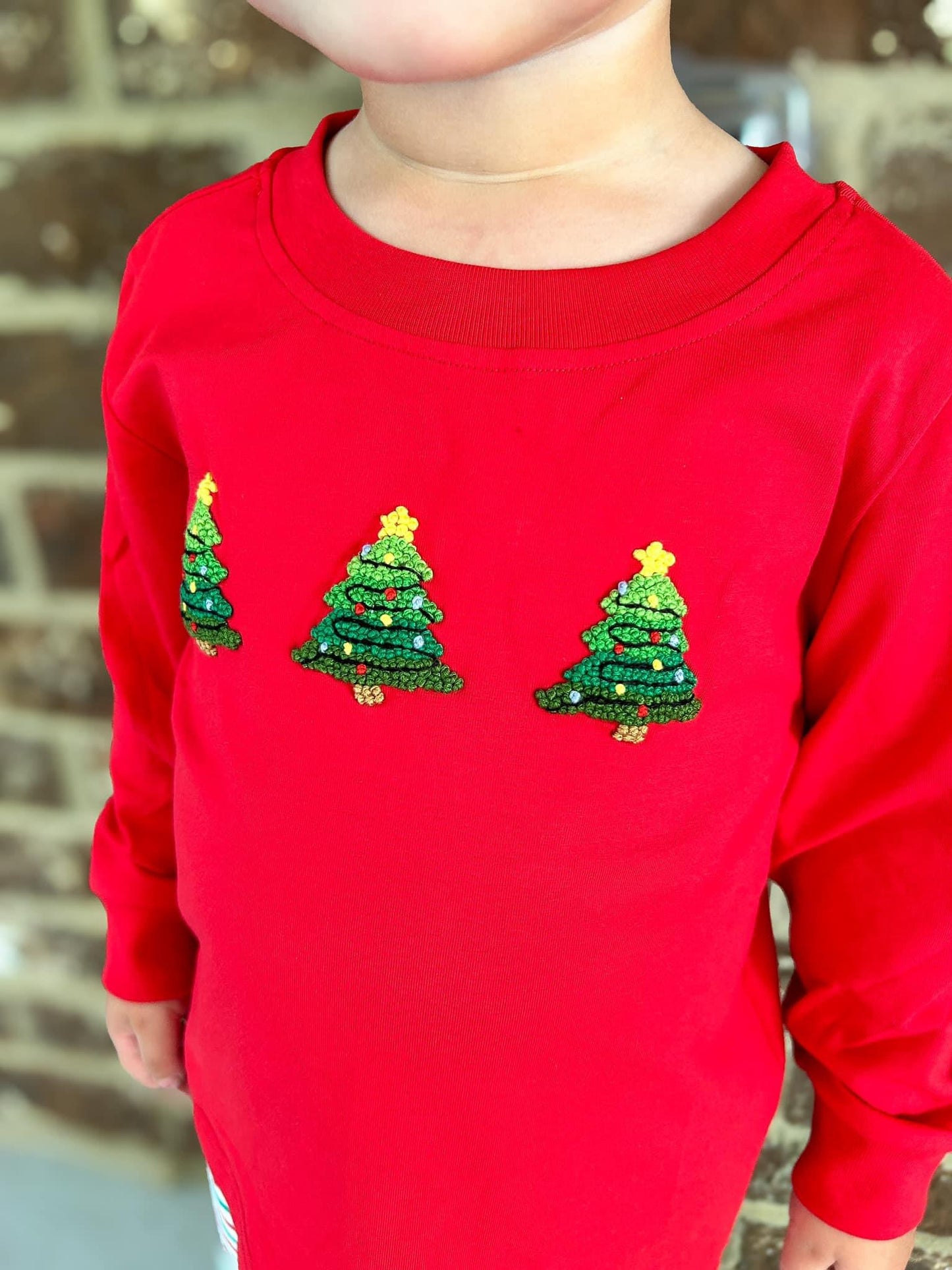 RTS Christmas Tree French Knot Boy Pant Set