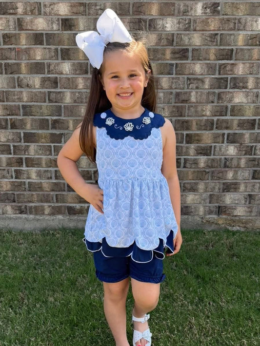 RTS Blue by the Bay Girl Shorts Set