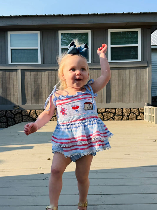 RTS Red, White, & BBQ Girl Diaper Set