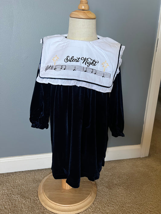 RTS - Silent Night Navy Velvet Girl Dress