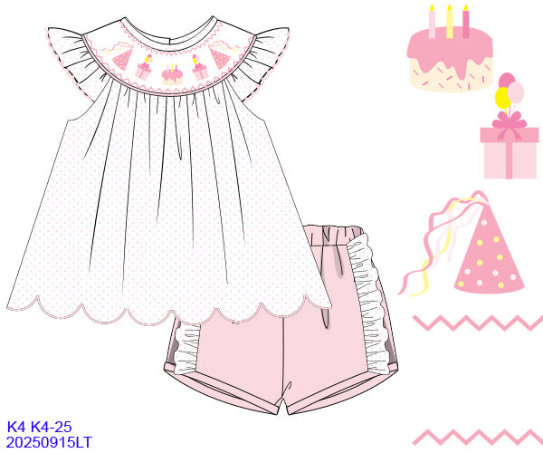 RTS Smocked Birthday Fun Girl Shorts Set