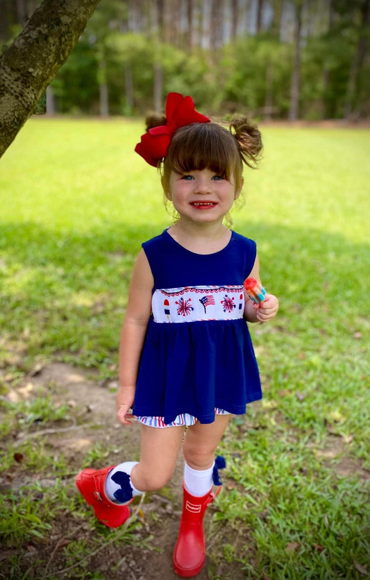 RTS Smocked 4th of July Girl Diaper Cover