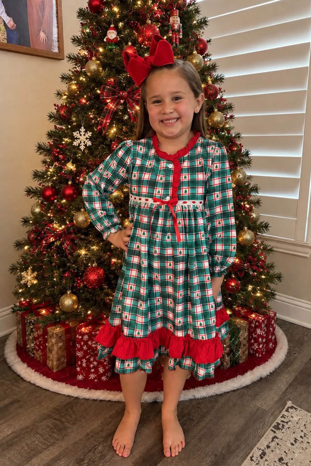 RTS Fireside Family Plaid Girl Gown