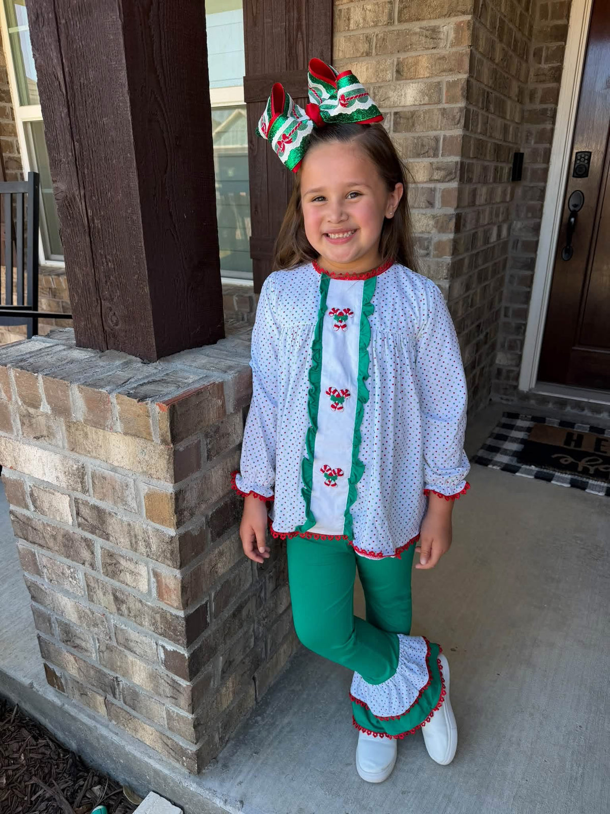 RTS Candy Cane Wishes Girl Pants Set