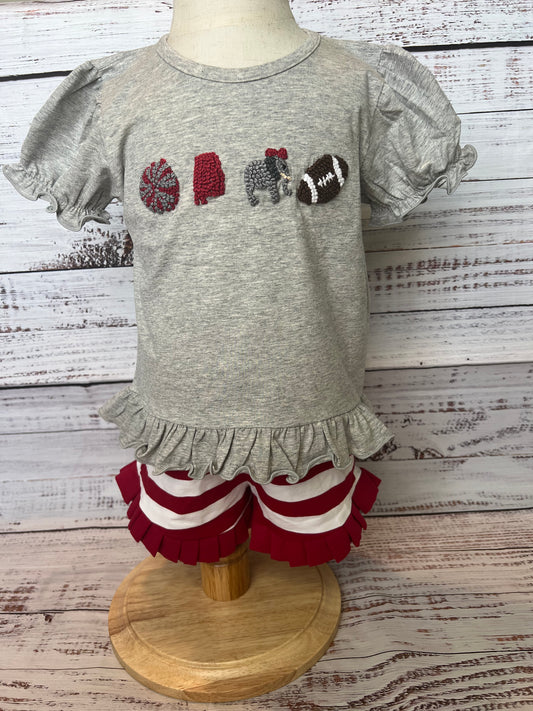 RTS Elephants French Knot Girl Shorts Set