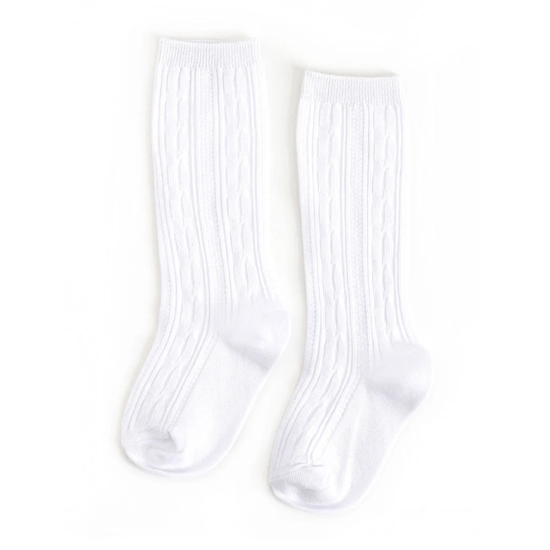 White Cable Knit Knee High Socks from Little Stocking Co