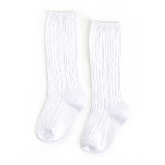 White Cable Knit Knee High Socks from Little Stocking Co