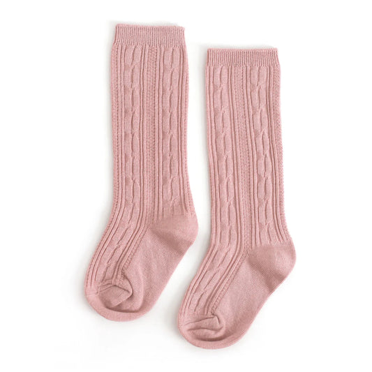 Blush Cable Knit Knee High Socks from Little Stocking Co