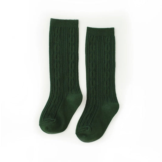 Forrest Green Cable Knit Knee High Socks from Little Stocking Co