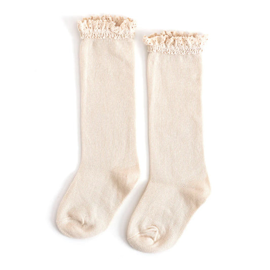 Vanilla Lace Top Knee High Socks from Little Stocking Co