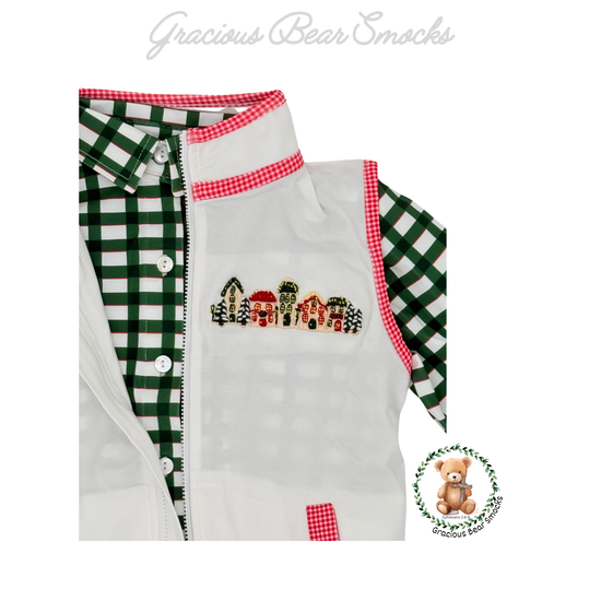 RTS Christmas Cottage Boy Button Down & Vest