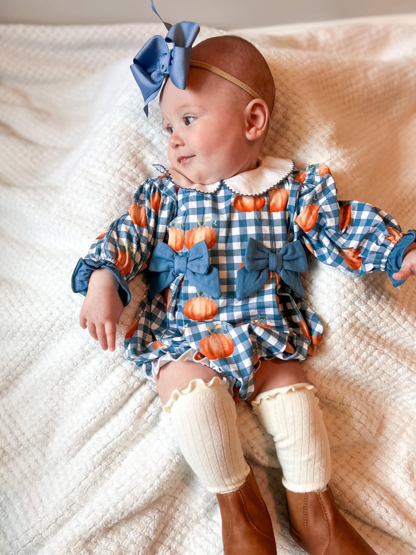 RTS Gingham Pumpkins Girl Bubble (NO MONOGRAM)