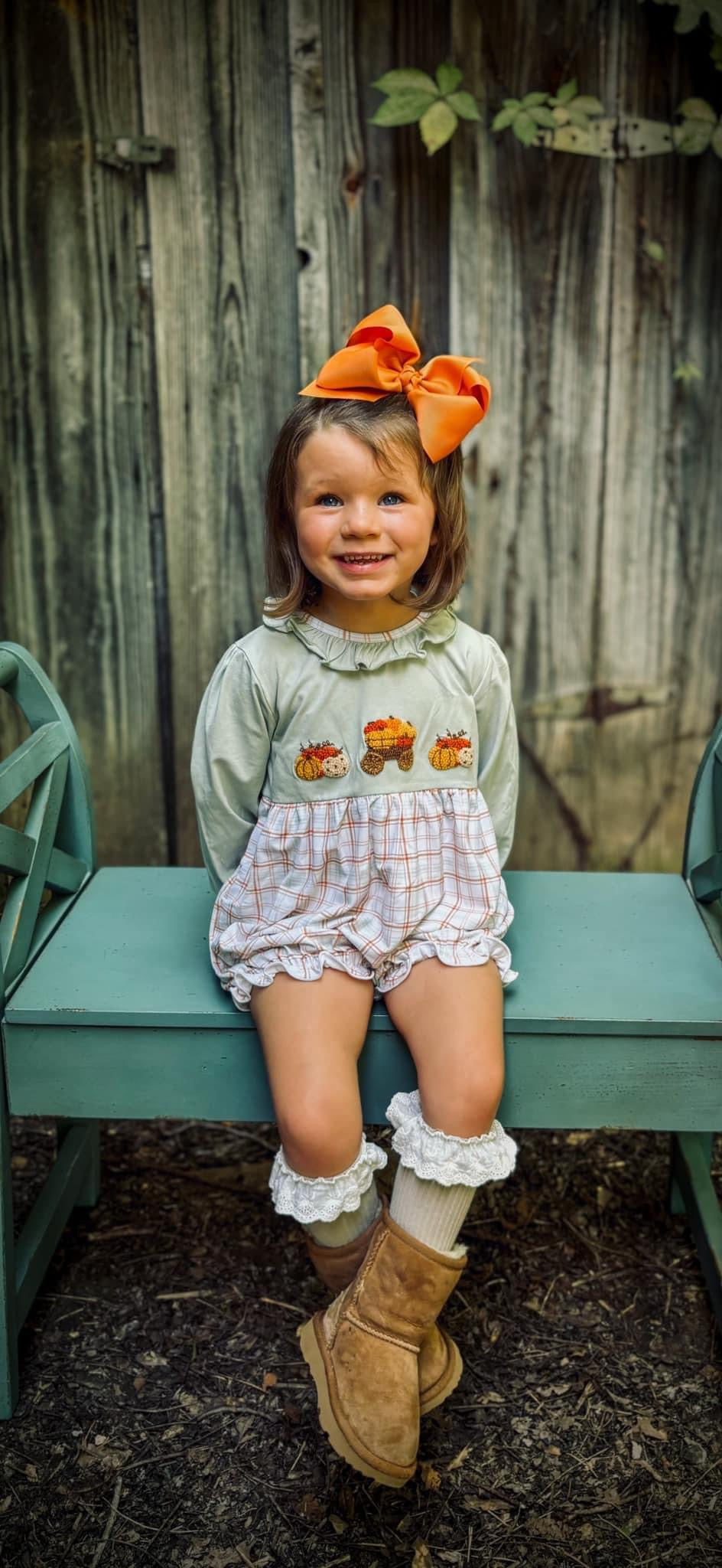 RTS Pumpkin Patch Plaid Girl Bubble