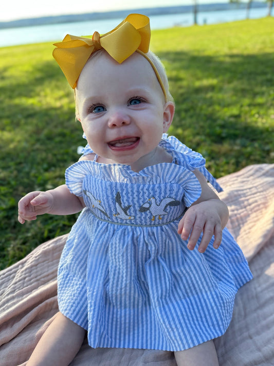 RTS Smocked Seagulls Girl Diaper Set