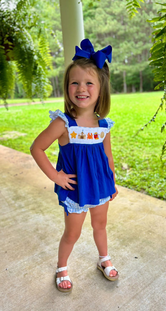RTS Beach Fun Smocked Girl Diaper Set (6m only)