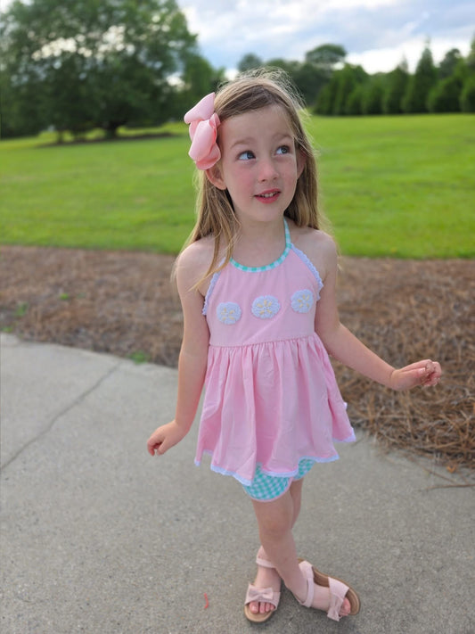 RTS French Knot Sand Dollars Girl Short Set (18m only)